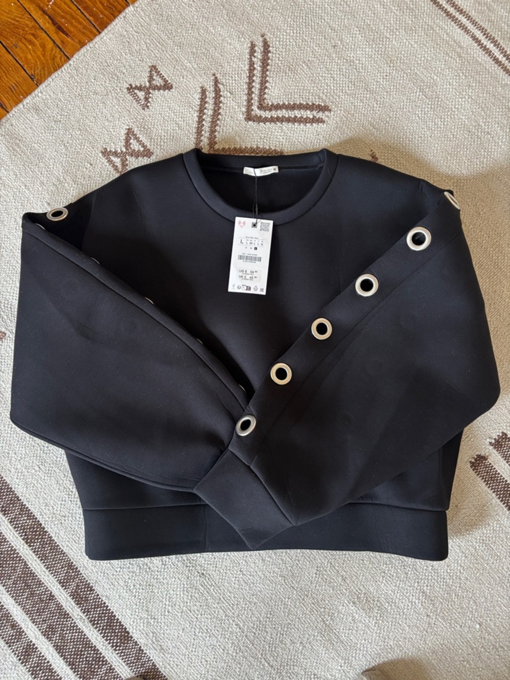 Zara Black Sweatshirt with Eyelet Detail